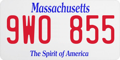 MA license plate 9WO855