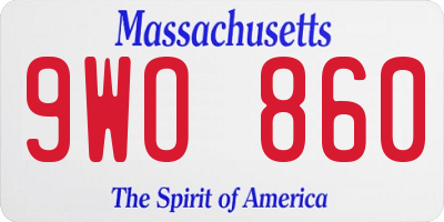 MA license plate 9WO860