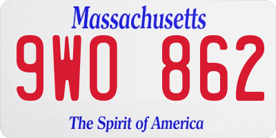 MA license plate 9WO862