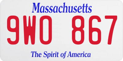 MA license plate 9WO867
