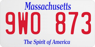 MA license plate 9WO873