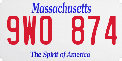 MA license plate 9WO874