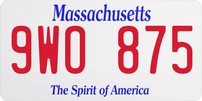 MA license plate 9WO875