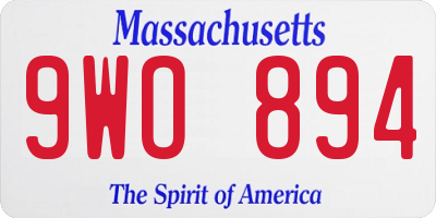 MA license plate 9WO894