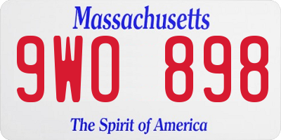 MA license plate 9WO898