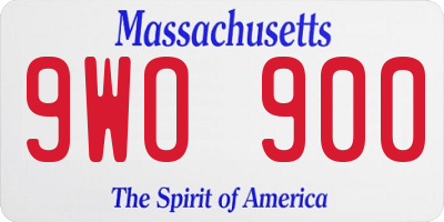 MA license plate 9WO900