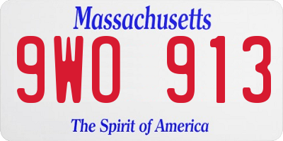 MA license plate 9WO913