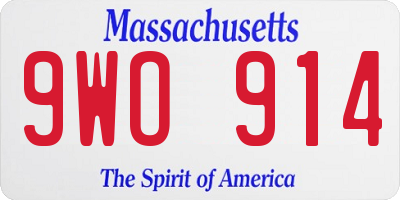 MA license plate 9WO914