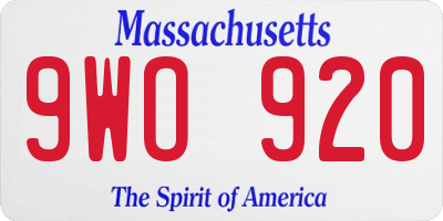 MA license plate 9WO920