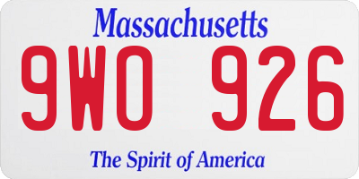 MA license plate 9WO926