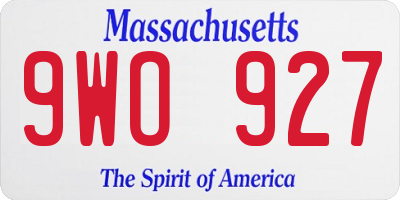 MA license plate 9WO927