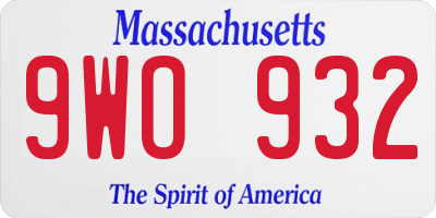 MA license plate 9WO932