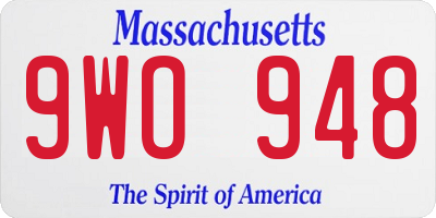MA license plate 9WO948
