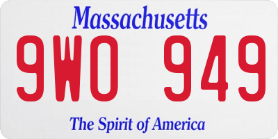 MA license plate 9WO949