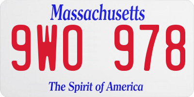 MA license plate 9WO978