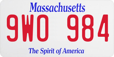 MA license plate 9WO984