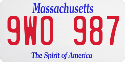 MA license plate 9WO987