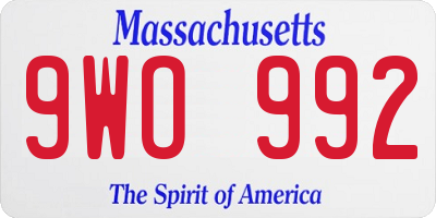 MA license plate 9WO992