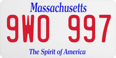 MA license plate 9WO997