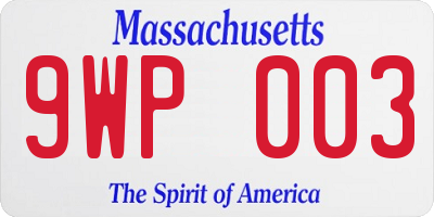 MA license plate 9WP003