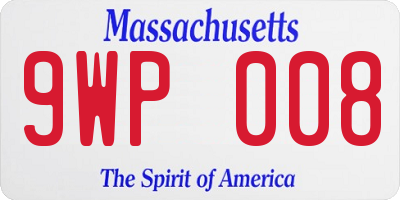 MA license plate 9WP008