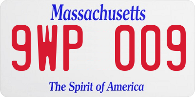 MA license plate 9WP009