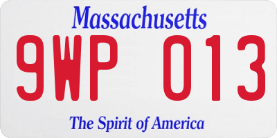 MA license plate 9WP013