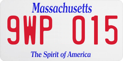 MA license plate 9WP015