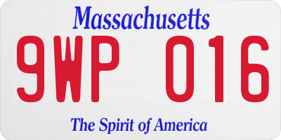 MA license plate 9WP016