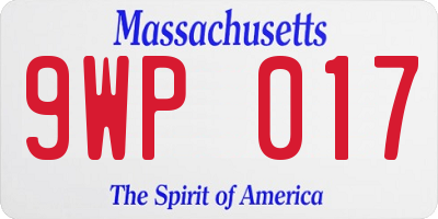 MA license plate 9WP017