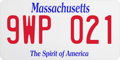 MA license plate 9WP021