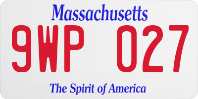 MA license plate 9WP027