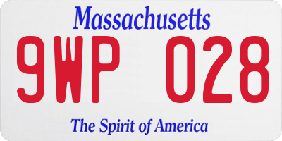 MA license plate 9WP028