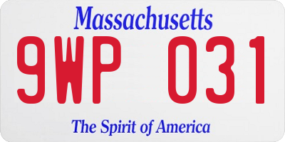 MA license plate 9WP031