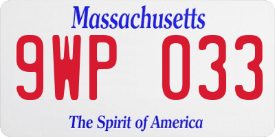 MA license plate 9WP033