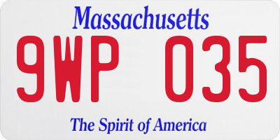 MA license plate 9WP035