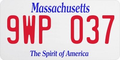 MA license plate 9WP037