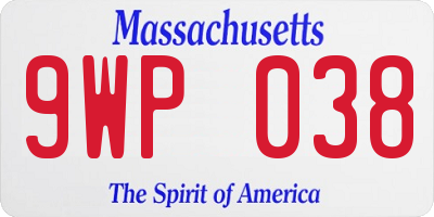 MA license plate 9WP038
