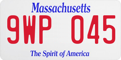 MA license plate 9WP045