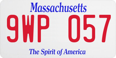 MA license plate 9WP057