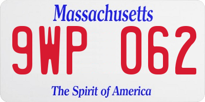 MA license plate 9WP062