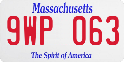 MA license plate 9WP063
