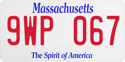 MA license plate 9WP067