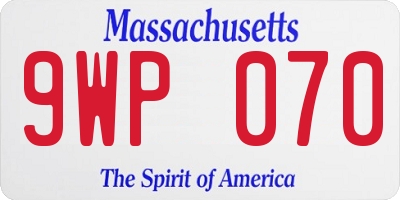 MA license plate 9WP070