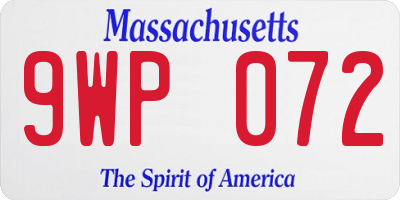 MA license plate 9WP072