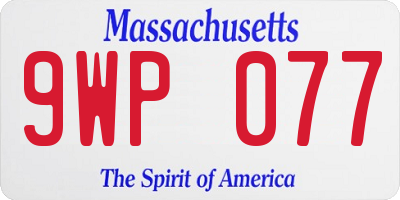 MA license plate 9WP077