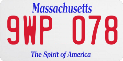 MA license plate 9WP078
