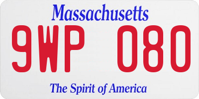 MA license plate 9WP080
