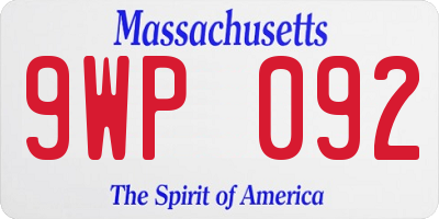 MA license plate 9WP092