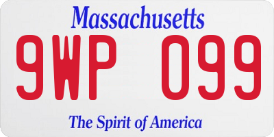 MA license plate 9WP099